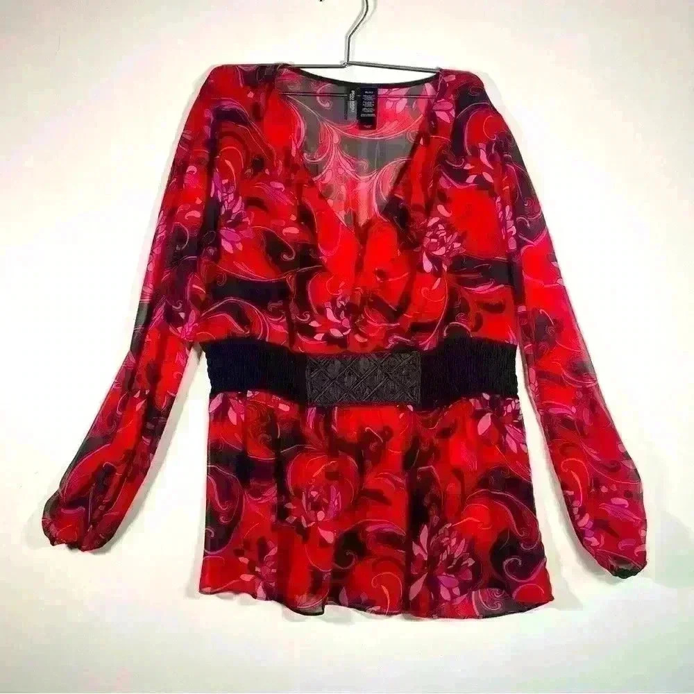 Bisou Bisou Micheal Bohbot Peplum Blouse.
